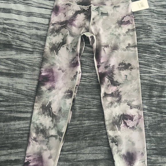 Yelete Pants - Yelete Purple & Gray Printed Active Leggings Size L